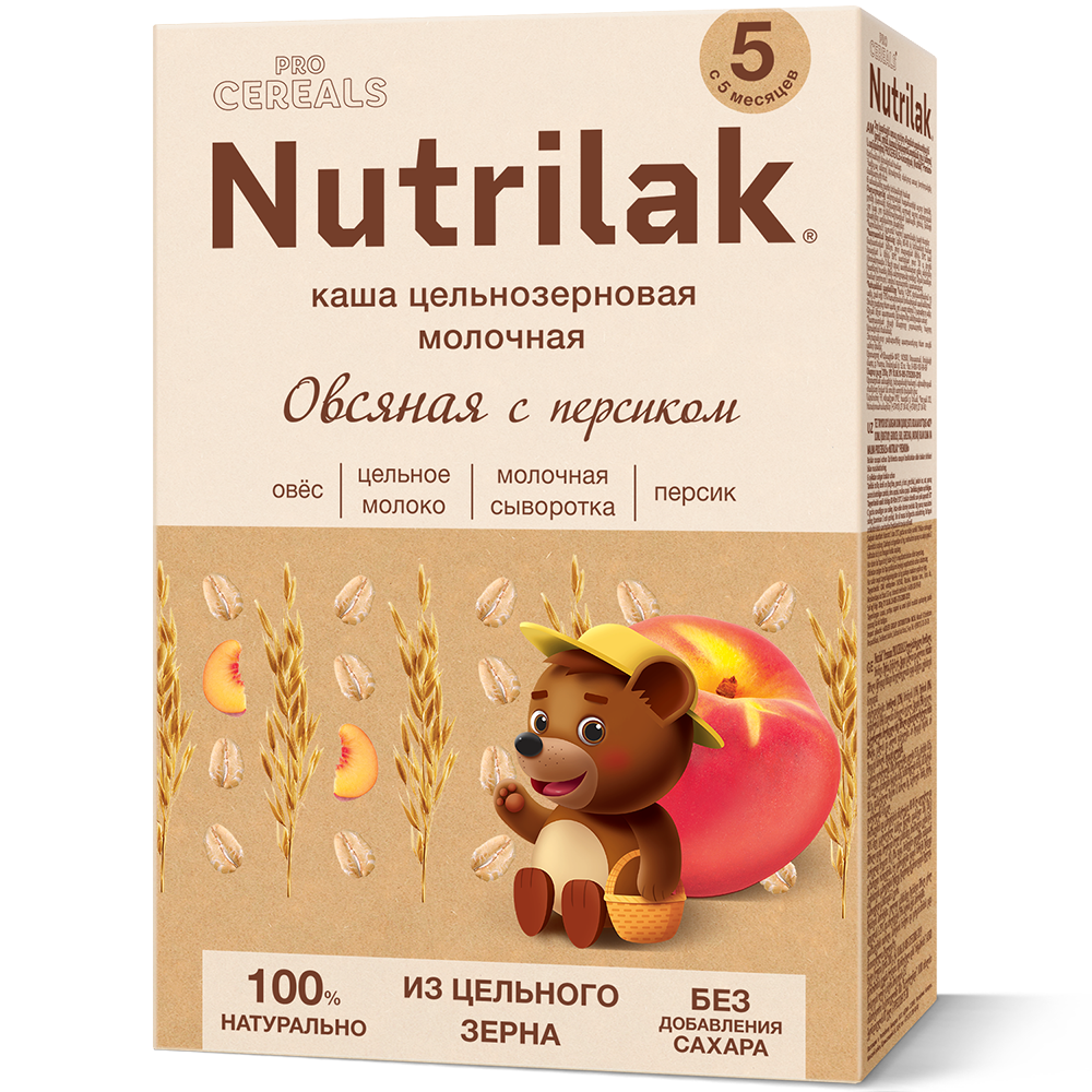 Молочная овсяная каша с персиком Nutrilak - купить в России | Nutrilak