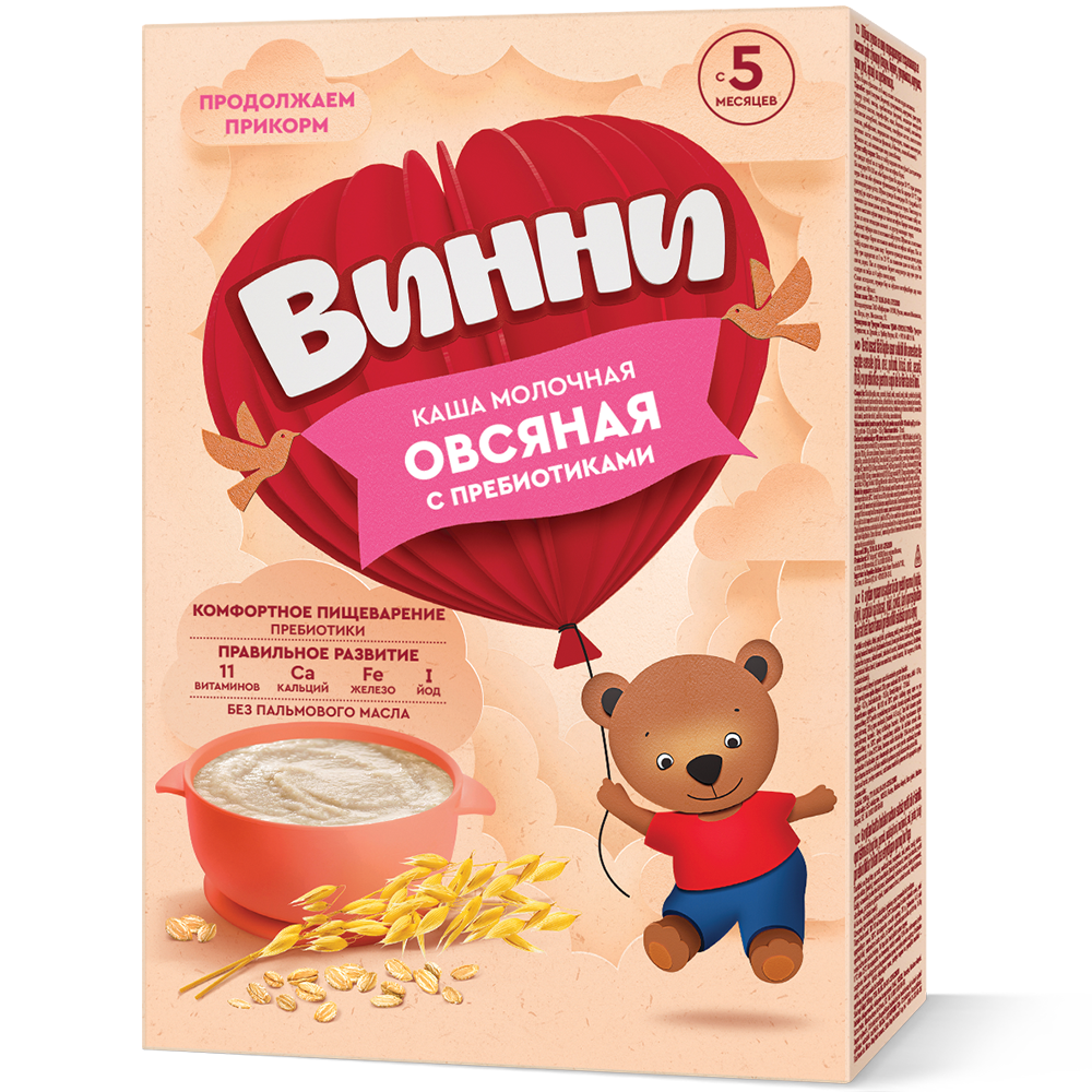 Каша Винни овсяная молочная | Детское питание Nutrilak | Nutrilak