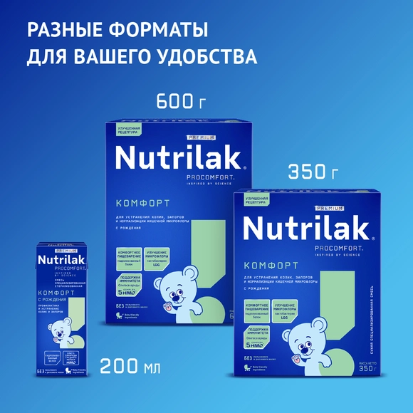 Готовая детская молочная смесь Nutrilak Premium Комфорт, 200мл