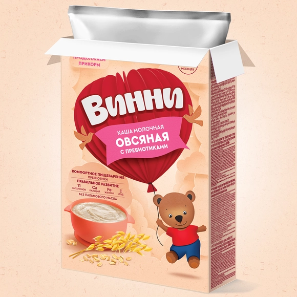 Молочная овсяная каша для ребенка Винни