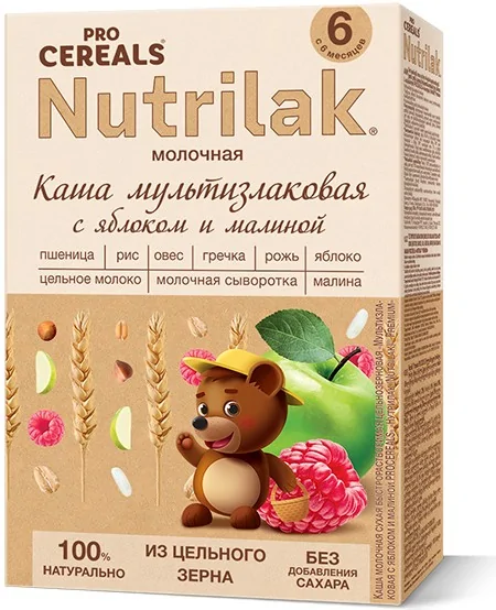 Каша для ребёнка Nutrilak Procereals молочная мультизлаковая с яблоком и малиной